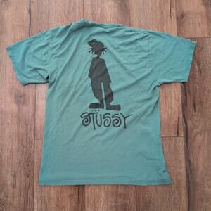 Vintage‎ Stussy Shadowman Men's Medium Green Shirt Skater Streetwear